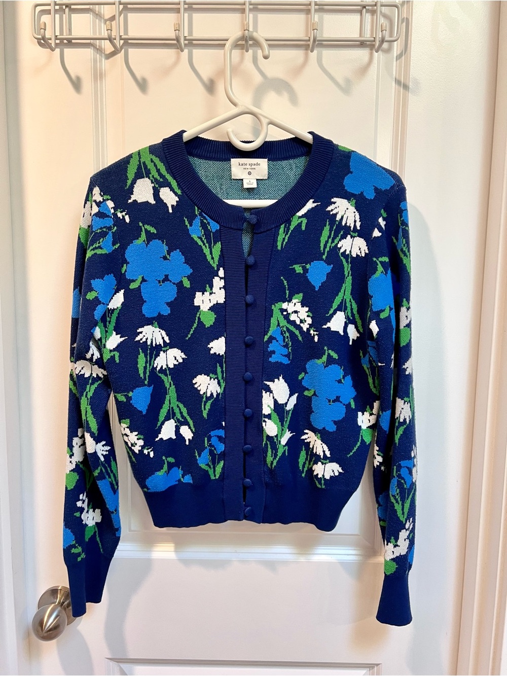 Kate Spade x Target: Floral Navy Button-Front Cardigan (size small) - Picture 3 of 5